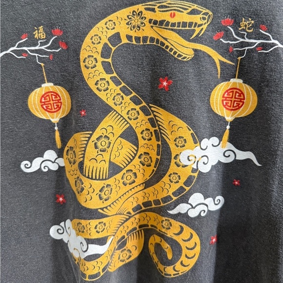 Comfort Colors Tops - Comfort Colors Gray and Yellow Year of the Dragon T-Shirt Asian Inspired Lantern